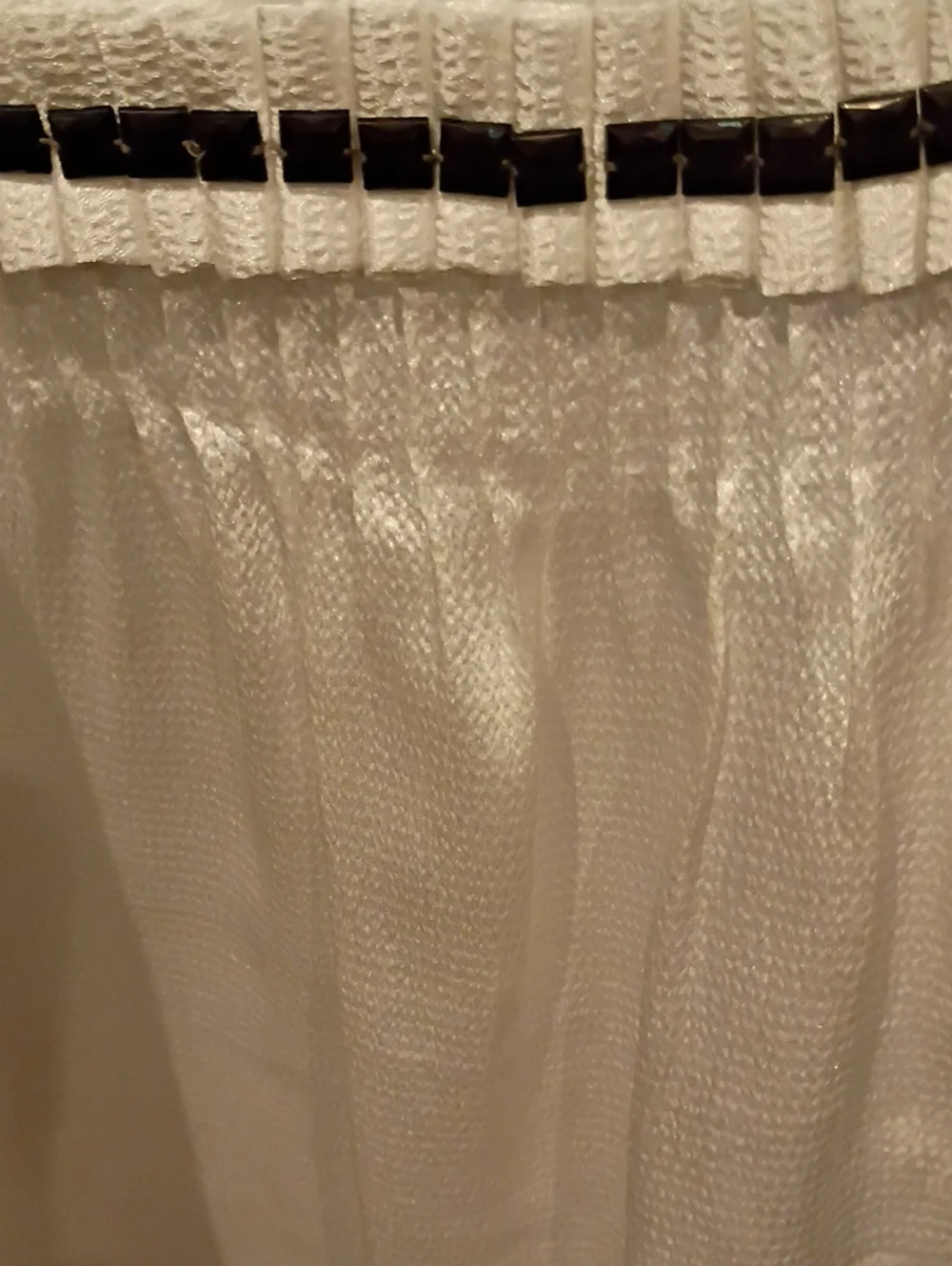 Michael Kors White Textured Shell Top w Black Embellishments